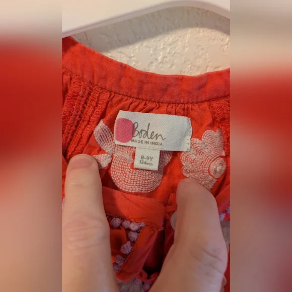 Boden Coral Tunic Top with White Embroidery - Picture 3 of 4